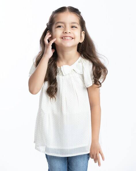 PLAYDAY Girls Micro Print Regular Fit Top