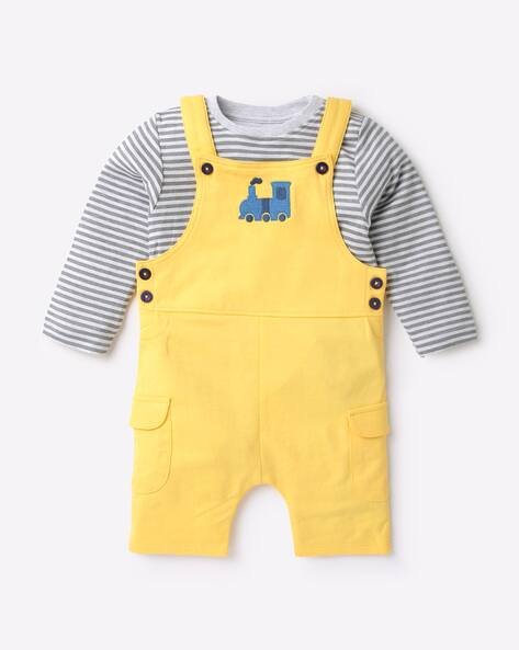 PLAYDAY Embroidered Dungaree with Striped T-Shirt