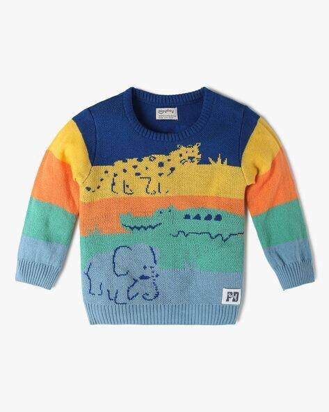 PLAYDAY Boys Striped Round-Neck Sweater