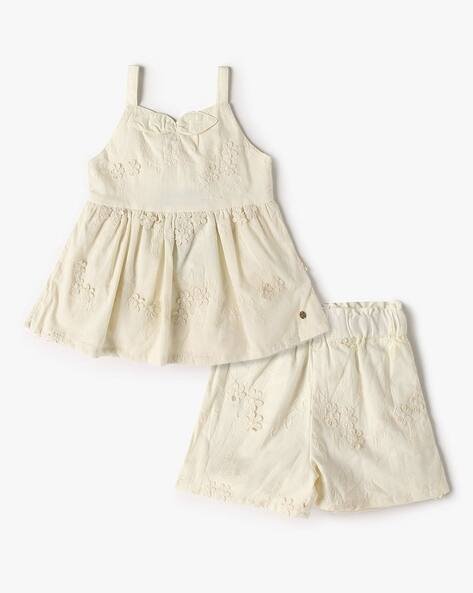 PLAYDAY Girls Embroidered Top & Shorts Set