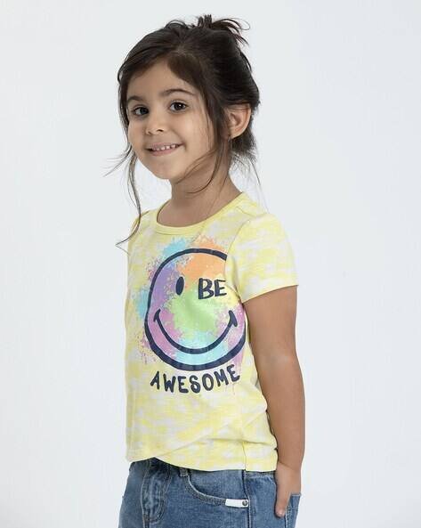 PLAYDAY Girls Printed Regular Fit Crew-Neck Top