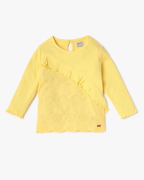 PLAYDAY Girls Schiffli Embroidered T-Shirt