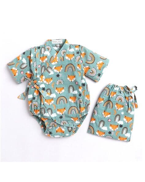 POLKA TOTS Printed Rompers with Short Sleeves