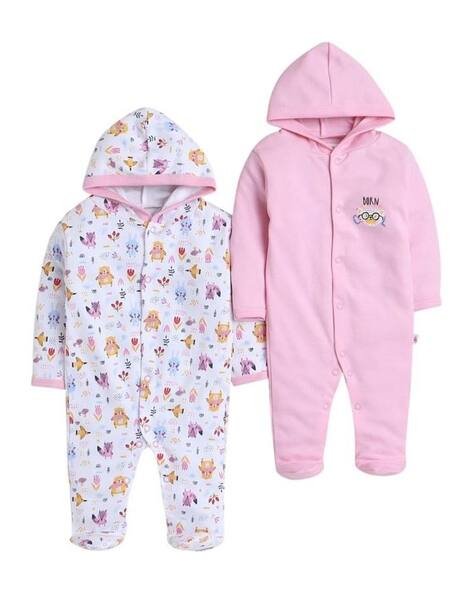 pooja baby Cotton Graphic Rompers Pack Of 2