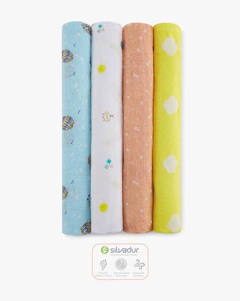 PORTICO Portico Little Peaches Multi Color Muslin Cloth Set Of4