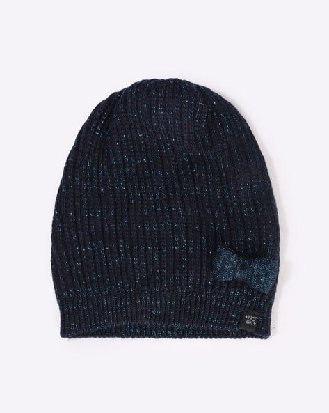 RIO GIRLS Girls Knitted Beanie with Bow Applique