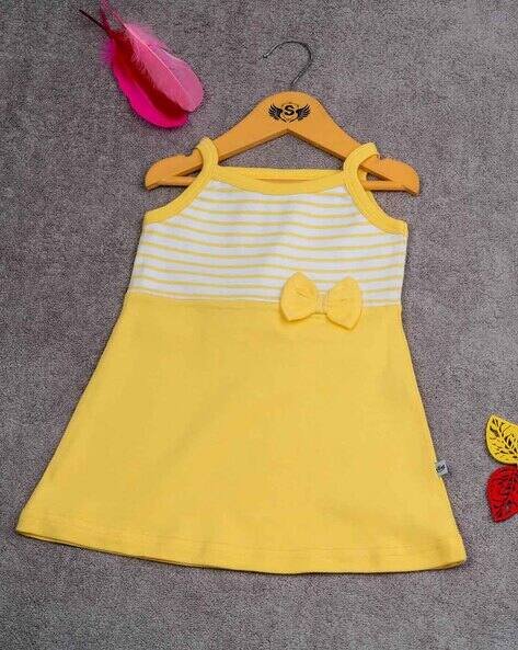 Spenitt Striped A-Line Dress with Bow Detail