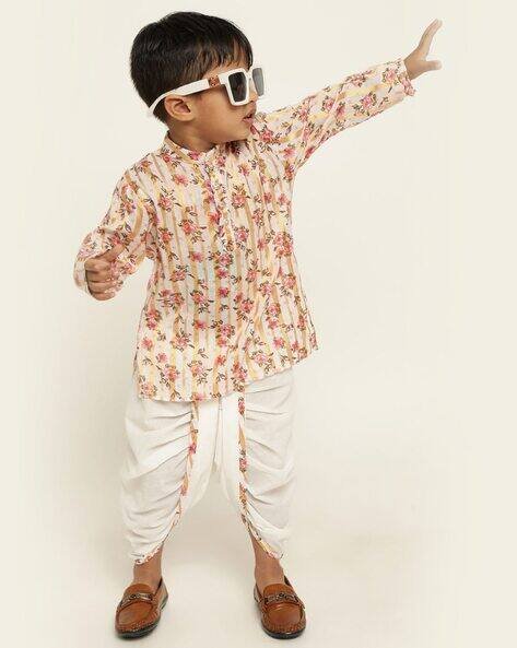 STUFFIE LAND Boys Floral Print Kurta & Dhoti Set