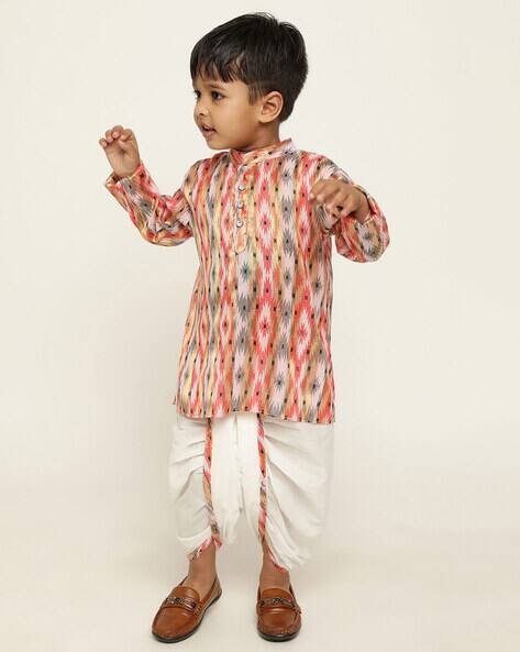 STUFFIE LAND Boys Geometric Print Kurta & Dhoti Set