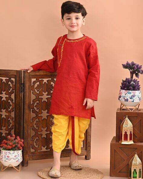 SUPERMINIS Embroidered Kurta Dhoti Set