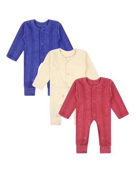 SUPERMINIS Unisex Pack of 3 Striped Round-Neck Rompers