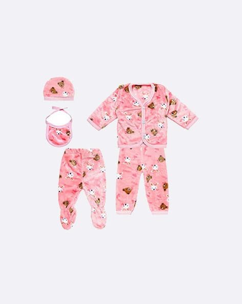 SUPERMINIS Cartoon Print Sweater & Pyjamas Set with Cap & Bib