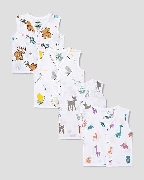 THE BOO BOO CLUB Pack of 4 Organic Cotton Muslin Printed Infants Jhablas