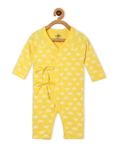 THE MOM STORE Printed Rompers with Snap-Button Closure