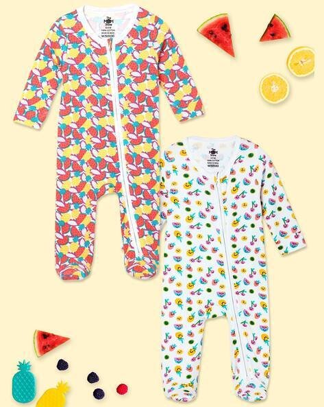 THE MOM STORE Zipper Romper Combo of 2