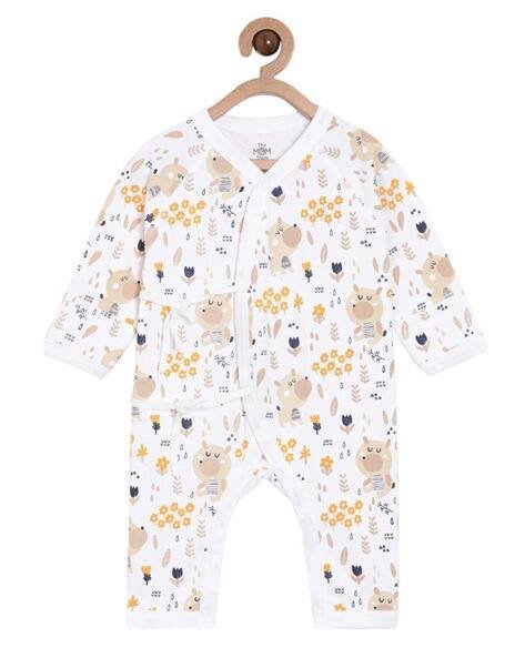 THE MOM STORE Graphic Print Romper with Tie-Up Front