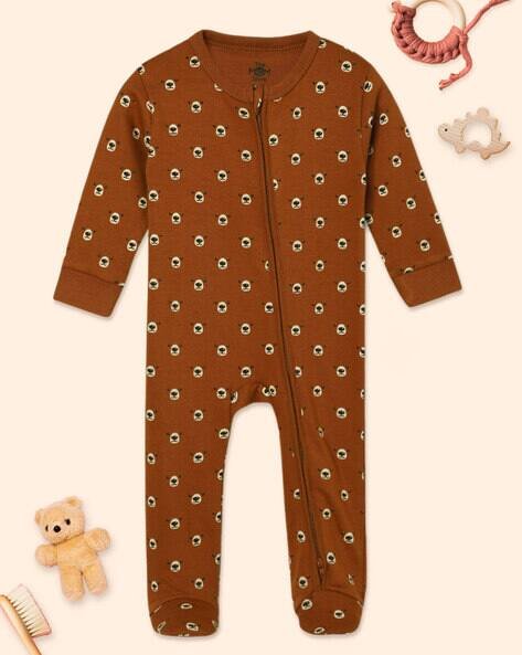 THE MOM STORE Micro Print Zip-Front Rompers