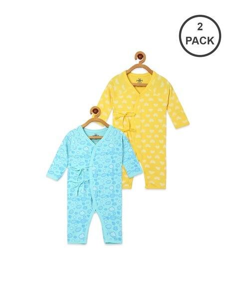 THE MOM STORE Pack of 2 Printed Rompers with Tie-Up