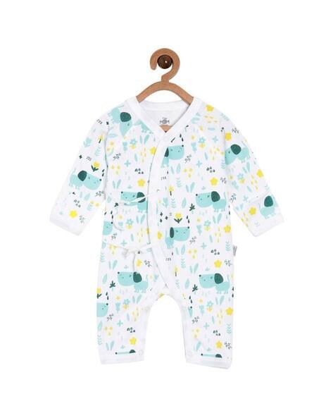 THE MOM STORE Pack of 3 Printed Rompers with Tie-Up Front