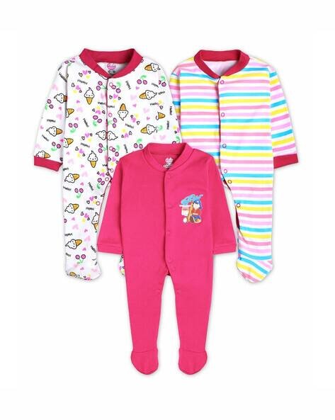 TiniBerry Pack of 3 Printed Rompers