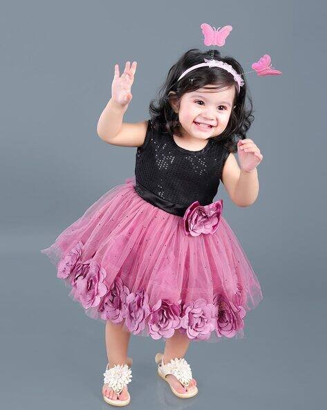 TITRIT Embellished Frock with Floral Applique