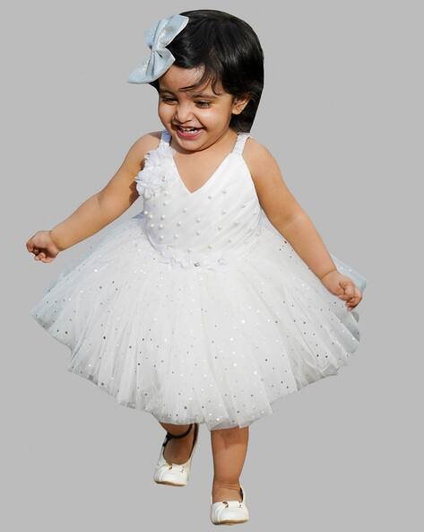TITRIT Embellished V-Neck Tutu Frock
