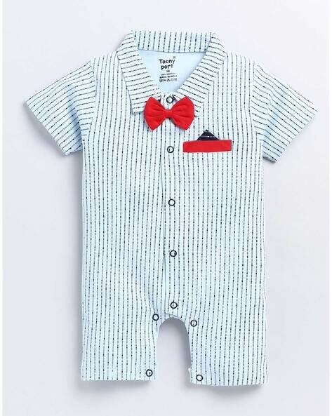 TOONYPORT Striped Romper with Bow