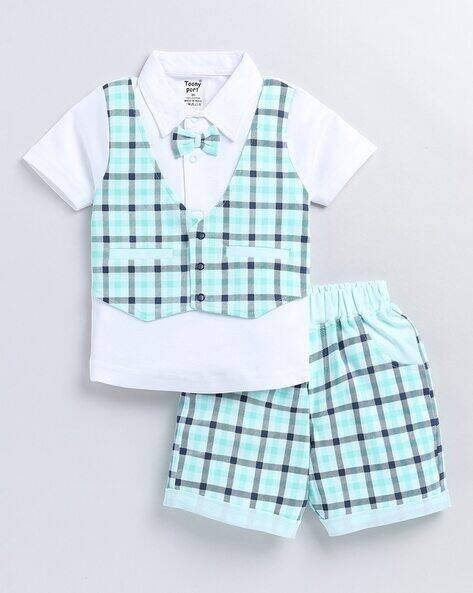 TOONYPORT Checks T-Shirt & Pants Set