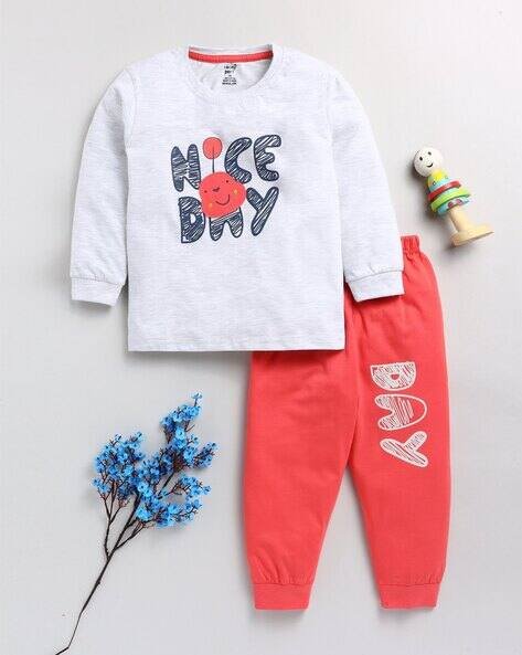TOONYPORT Typographic Print T-Shirt & Pants Set