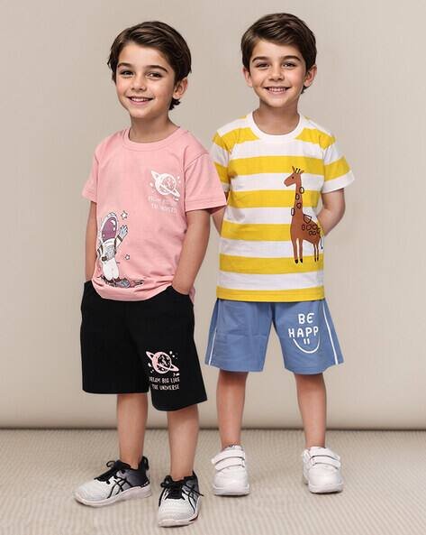 TOONYPORT Pack Of 2 Graphic Print Shorts & T-Shirt Set