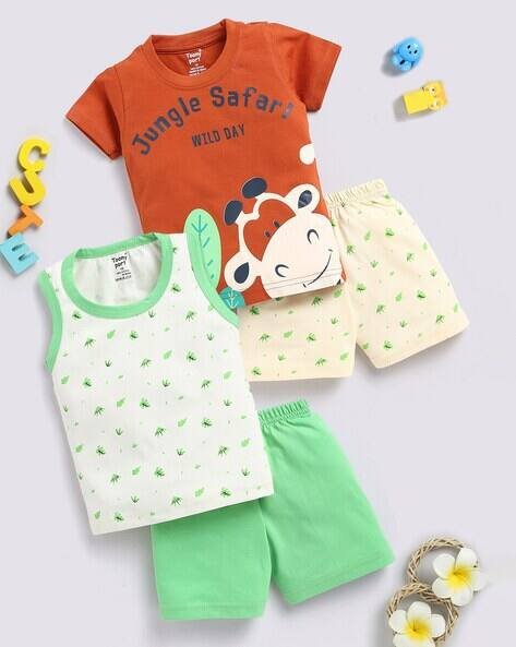TOONYPORT Pack of 2 Printed Shorts & T-Shirt Set