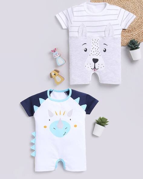 TOONYPORT Unisex Pack of 2 Graphic Print Rompers