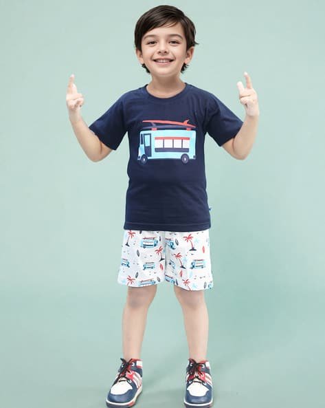 TOONYPORT Boy Graphic Print T-Shirt & Shorts Set