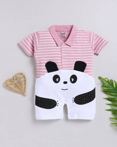 TOONYPORT Graphic Print Cotton Rompers with Short-Sleeves