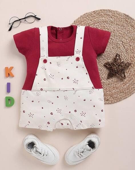 TOONYPORT Infants Printed Round-Neck Rompers