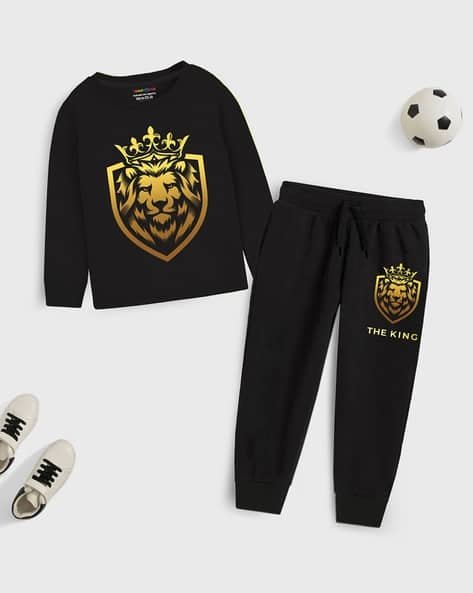 Trampoline Graphic Print Track Pants & T-Shirt Set