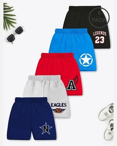 Trampoline Pack of 5 Regular Fit Typographic Print Shorts