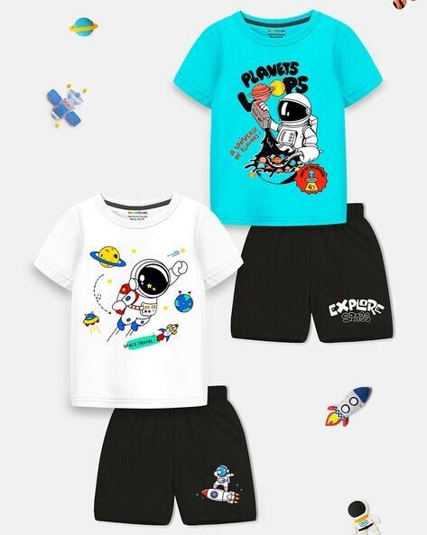 Trampoline Boys Pack of 2 Graphic Print Shorts & T-Shirts Set