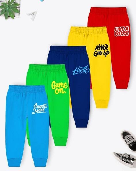 Trampoline Boys Pack of 5 Typographic Print Pyjamas with Elasticated Waist