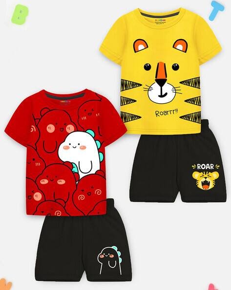 Trampoline Boys Printed T-Shirt & Shorts Set