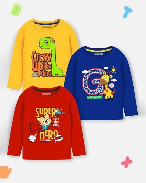 Trampoline Infants Pack of 3 Typographic Print T-Shirts