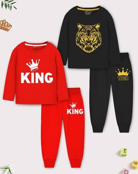 Trampoline Pack of 2 Graphic Print T-Shirts & Pants Set