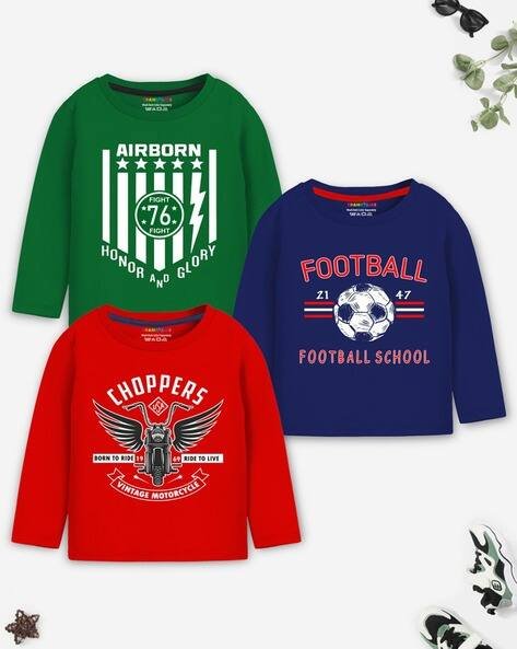 Trampoline Pack of 3 Boys Printed Regular Fit Round-Neck T-Shirt