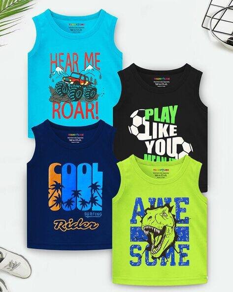 Trampoline Pack of 4 Graphic Print T-Shirts