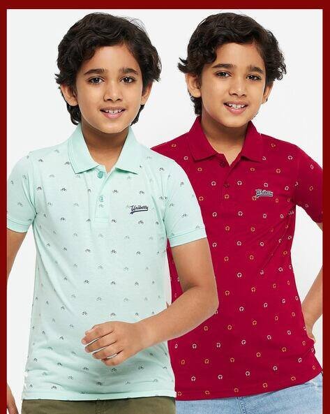 UNIBERRY Pack of 2 Printed Polo T-Shirts