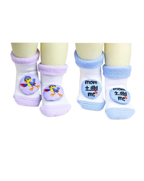 USOXO Pack of 2 Text Applique Socks