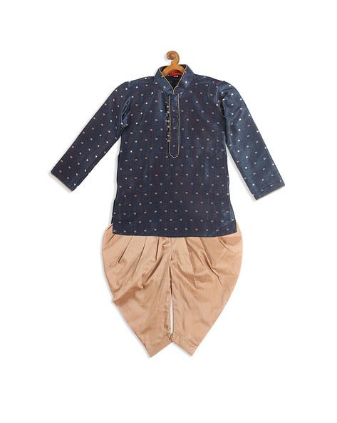 Vastramay Sishu Geometric Pattern Kurta Dhoti Set