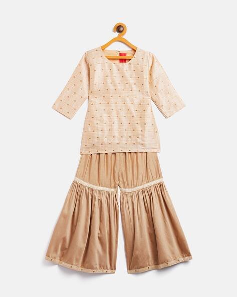 Vastramay Sishu Geometric Woven Kurta & Sharara Set