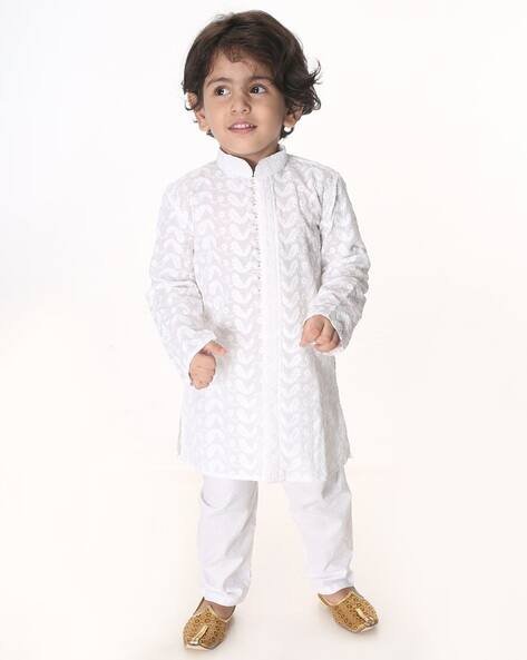 Vastramay Sishu Paisley Embroidered Kurta Pyjamas Set