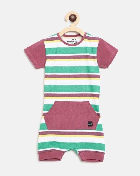 WHISTLE & HOPS Striped Round-Neck Romper